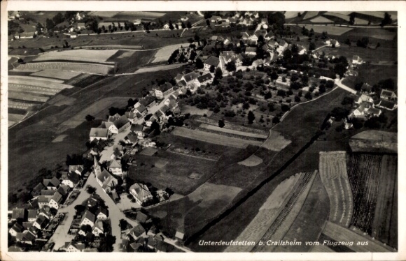 Postcard Unterdeufstetten Fichtenau in Württemberg, aerial photograph