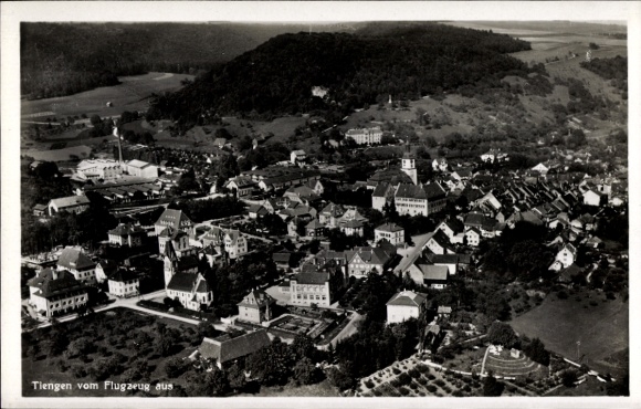 Postcard Tiengen am Oberrhein, aerial photograph