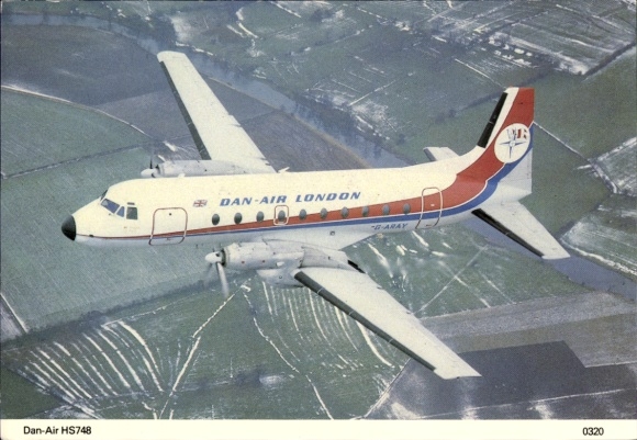 Ak Britisches Passagierflugzeug, Dan Air London, Hawker Siddeley HS 748 Prop Jet, G-ARAY