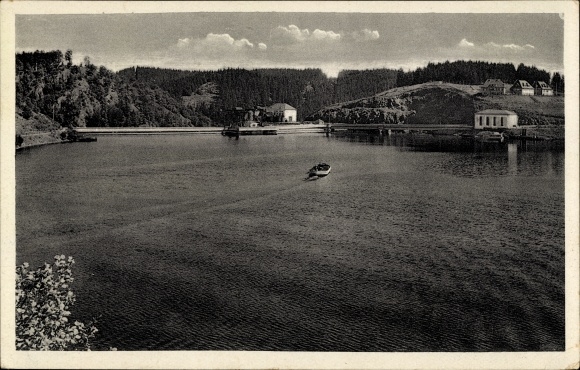Postcard Eßbach in Thuringia, Saale dam at the lead hole