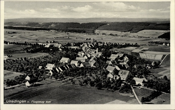 Postcard Unadingen Löffingen in the Black Forest, aerial view of rural landscape, houses