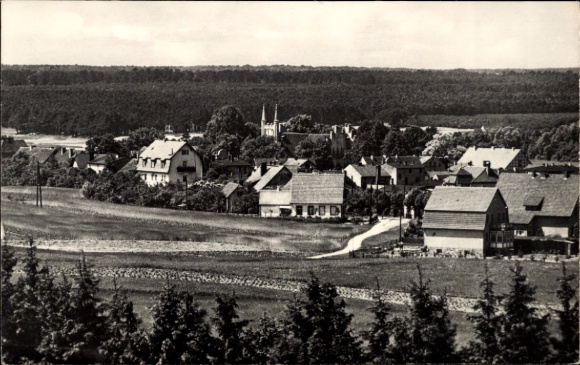 Postcard Joachimsthal district Barnim Uckermark, partial view of the village, forest