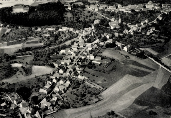 Postcard Schillingsfürst in Middle Franconia, aerial photograph