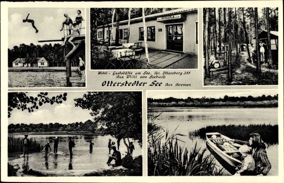 Postcard Otterstedt Ottersberg Lower Saxony, Hotel Am See, Willi von Seebach, outdoor pool