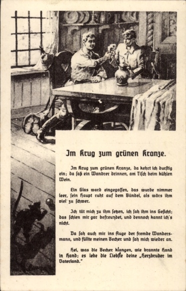Postcard Cunnersdorf Glashütte in the Eastern Ore Mountains, a man and a woman sit at a table and drink...