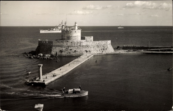 Postcard Rhodes Island Greece, lighthouse
