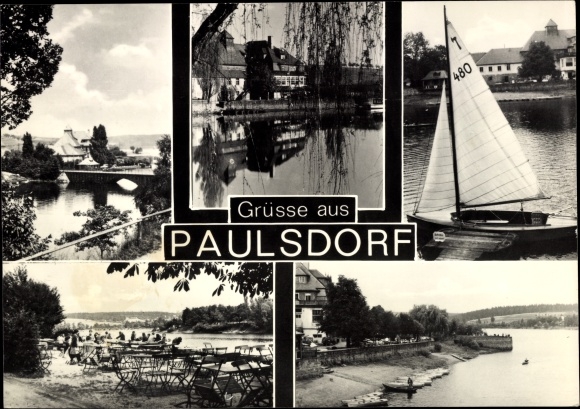 PC Paulsdorf Dippoldiswalde in the Eastern Ore Mountains, sailing boat, beer garden, panorama