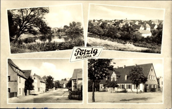 Postcard Pölzig in Thuringia, inn, street, panorama