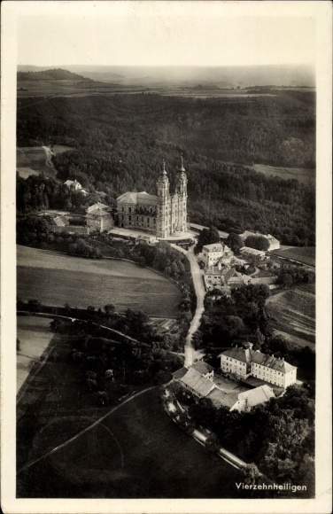 PC Fourteen Saints Staffelstein, aerial photo, basilica, monastery Banz, surroundings
