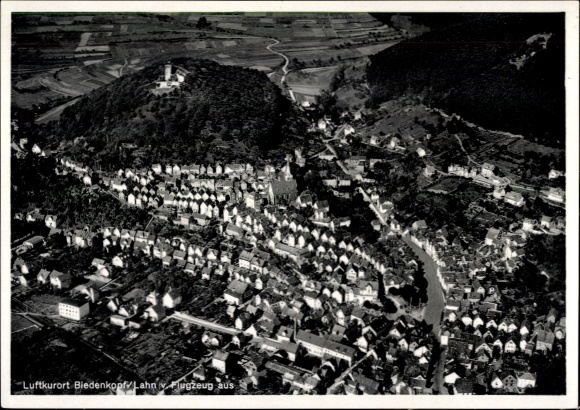 Postcard Biedenkopf on the Lahn, aerial photograph