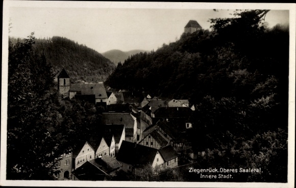 Postcard Ziegenrück on the Slate Mountains Thuringia, Upper Saale Valley, inner city, church