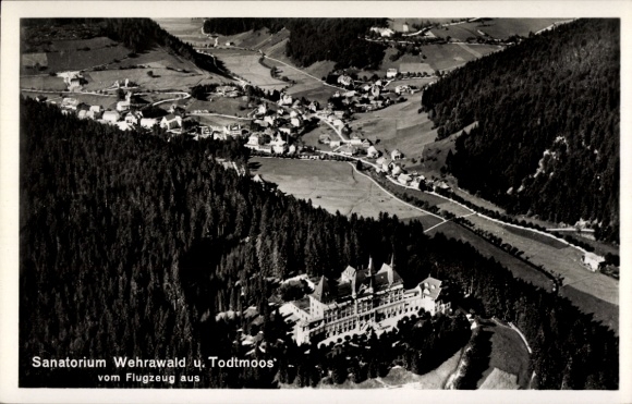 Ak Todtmoos im Schwarzwald, Sanatorium Wehrawald, Fliegeraufnahme