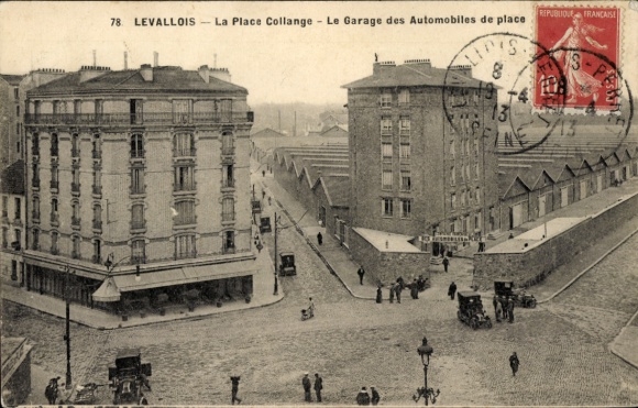 Ak Levallois Perret Hauts de Seine, Place Collange, Garage des Automobiles