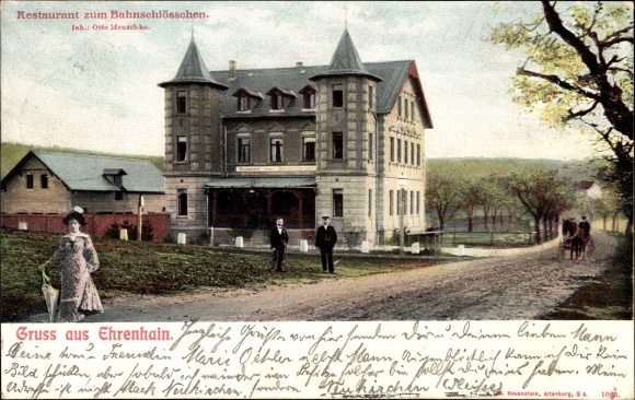 Postcard Ehrenhain Nobitz Thuringia, Restaurant zum Bahnschlösschen