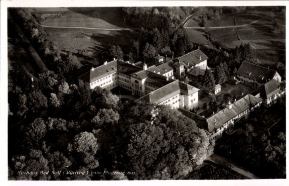 Postcard Bad Boll in Württemberg, aerial photograph of the Kurhaus