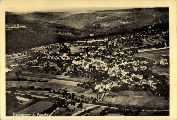 Postcard Tiefenbronn in the Enzkreis, aerial photograph