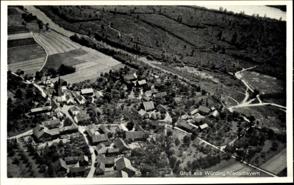 Postcard Würding Bad Füssing in Lower Bavaria, aerial photo
