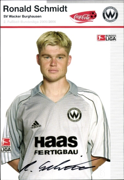 Autogrammkarte Fußballer Ronald Schmidt, SV Wacker Burghausen, Autogramm