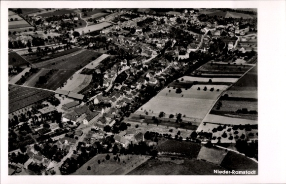 Postcard Nieder Ramstadt Mühltal in the Odenwald, aerial photograph