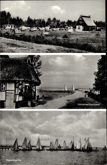 Ak Lembruch am Dümmersee, tentenstad, Niedersachsenhaus, zeilregatta