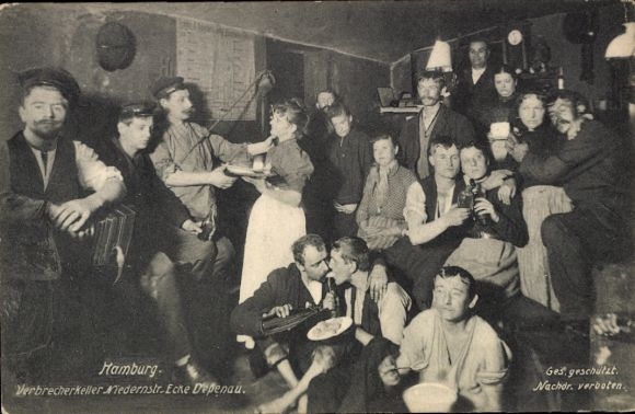 Postcard Hamburg Altstadt, criminal cellar, Niedernstraße, corner of Depenau