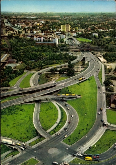 Postcard Lüneburg in Lower Saxony, city motorway, green spaces, traffic, Lüneburg