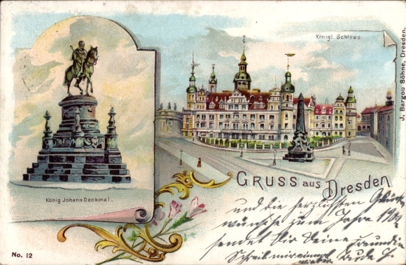 Litho Dresden, Königliches Schloss, König-Johann-Denkmal