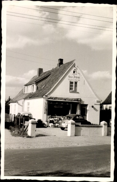 Ak Ostseebad Grömitz in Holstein, Geschäftshaus Haus Irene, VW Käfer