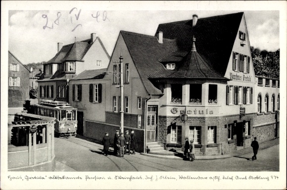 Song Postcard Vallendar am Rhein, Pension and Weinhaus Gretula, tram