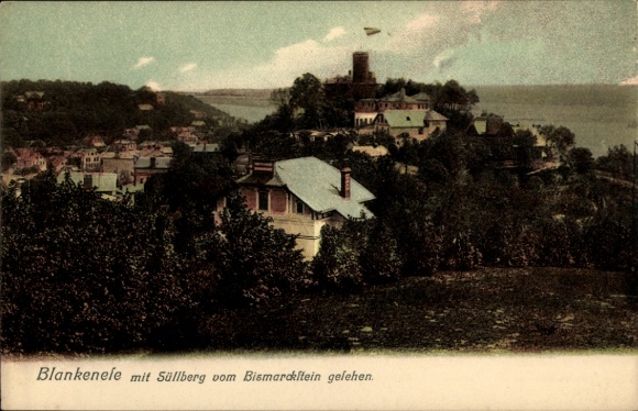 Ak Hamburg Altona Blankenese, Blick auf den Ort mit Süllberg vom Bismarckstein aus