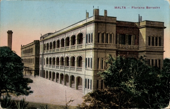 Postcard Floriana Malta, Floriana Barracks, historic barracks, Maltese architecture