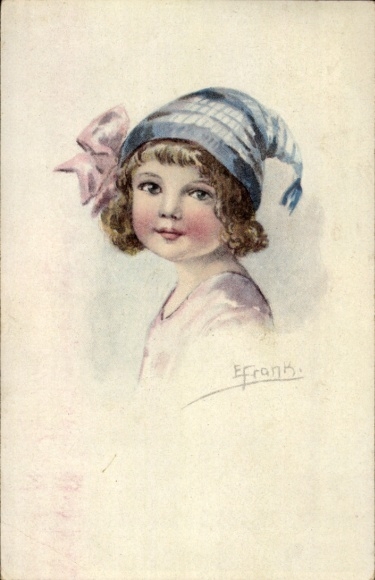 Artist Postcard Frank, E., Girl, portrait