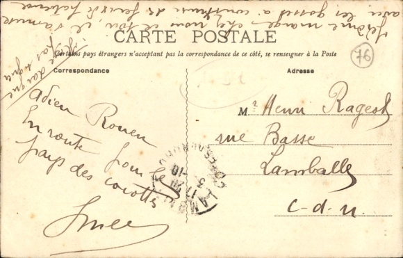 Postcard Rouen Seine Maritime, Bonsecours tram