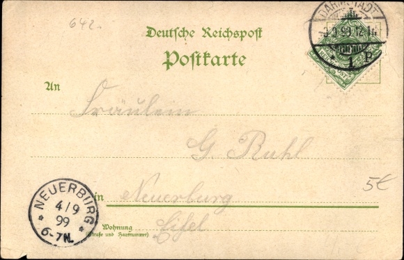 Chromo-Litho Darmstadt Hessen, Elisabethenstift, Theaterplatz, Johanniskirche