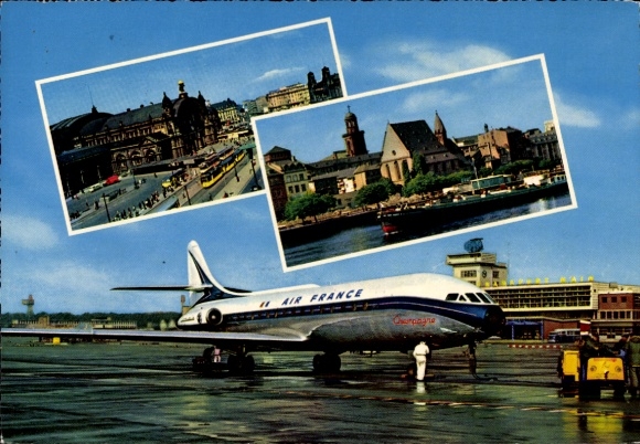 Ak Frankfurt am Main, Flughafen, Air France Flugzeug