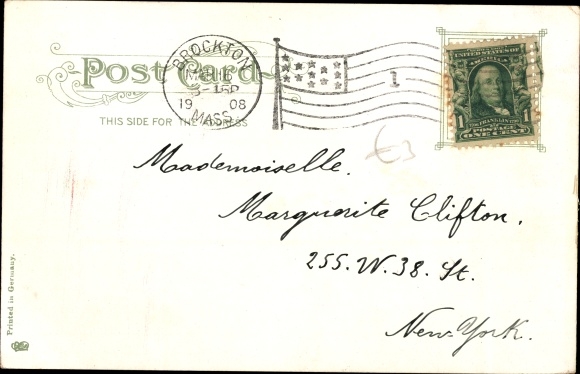 Ak Brockton Massachusetts de V.S., Spoorwegpost