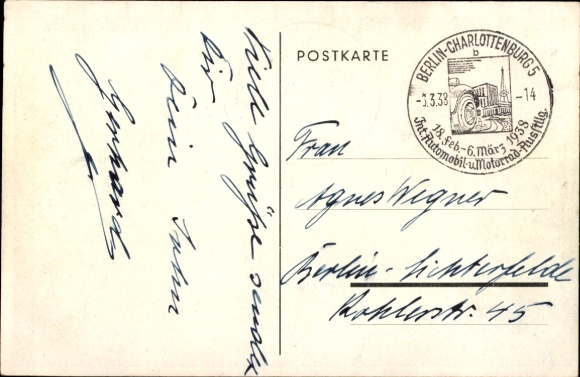 Artist Postcard International Automobile and Motorcycle Exhibition Berlin 1938, Funkturm