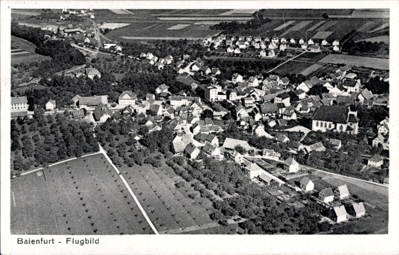 Postcard Baienfurt in Upper Swabia Württemberg, aerial photograph, rural surroundings, residential houses