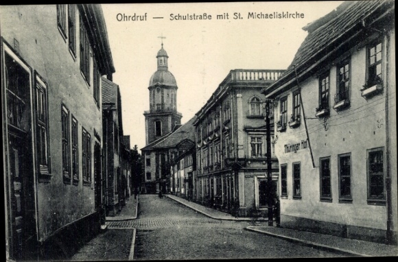 Postcard Ohrdruf in Thuringia, Schulstraße, St. Michaeliskirche