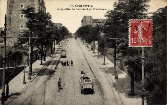 Postcard Courbevoie Hauts de Seine, Perspective du Boulevard de Courbevoie