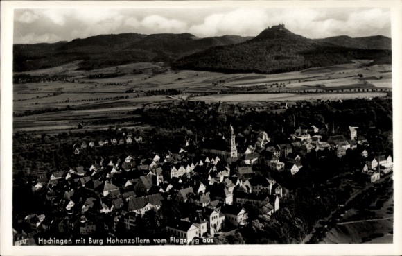 Postcard Hechingen in the Zollernalb district, Hohenzollern Castle, aerial photograph