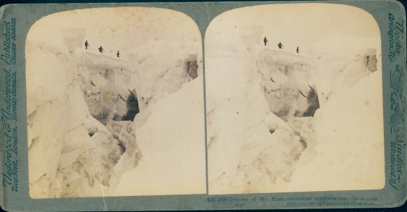 Stereo photo Haute Savoie, Mont Blanc, climbers descending
