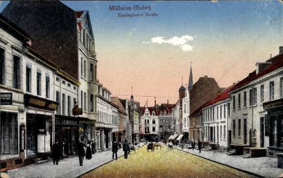 Postcard Mülheim an der Ruhr in North Rhine Westphalia, Eppinghofer Straße, shops, passers-by