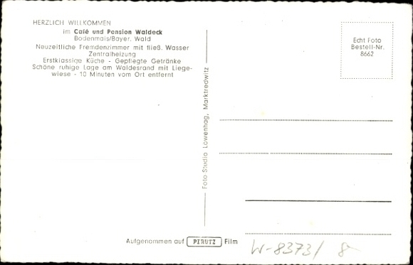 Postcard Bodenmais in Lower Bavaria, Cafe and Pension Waldeck