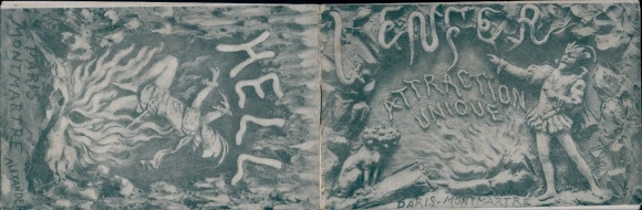 Ak Paris XVIII Montmartre, Grafische Darstellung, Hölle, Montmartre, Mepisto, Alexandre