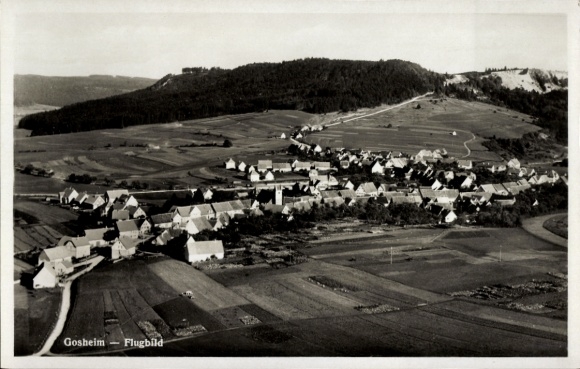 Postcard Gosheim in Württemberg, aerial view of rural area, typical village structure