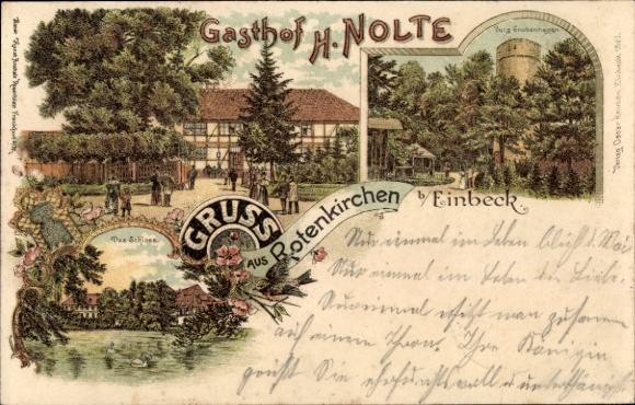 Chromo-Litho Rotenkirchen Einbeck in Lower Saxony, Inn H. Nolte, Castle, Castle