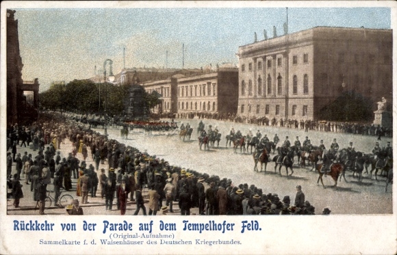Chromo-Litho Berlin Tempelhof, returning from the parade on Tempelhofer Feld