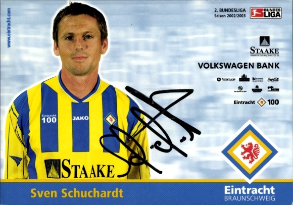 Autograph card footballer Sven Schuchardt, Eintracht Braunschweig, autograph