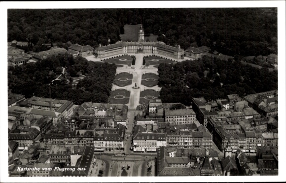 Postcard Karlsruhe in Baden, aerial photograph